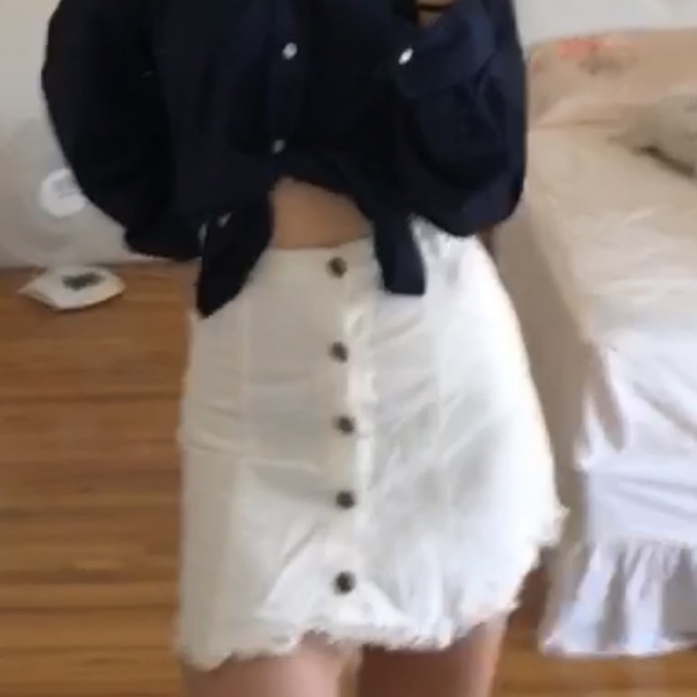 White jean skirt